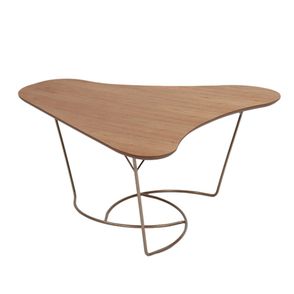 Mesa Centro Bela Bumerangue Madeira Amendoa Estrutura Ferro Cobre 95cm - 69861