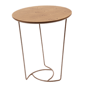 Mesa Apoio Lótus Tampo Amêndoa Estrutura Ferro Cobre 50cm - 69865