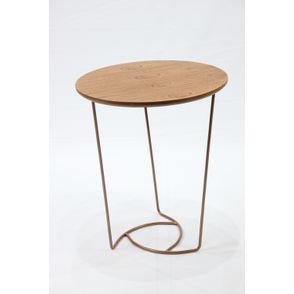 Mesa Apoio Lótus Tampo Amêndoa Estrutura Ferro Cobre 50cm - 69865