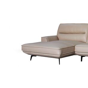 Sofá Evans 2 Lugares + Chaise Couro Pérola 365cm - 69877