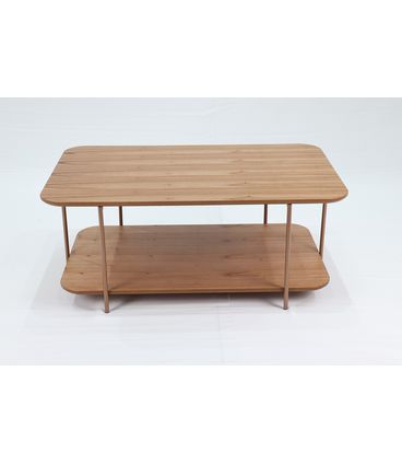 Mesa Centro Lógica Amêndoa Estrutura Ferro Cobre 90cm - 69884