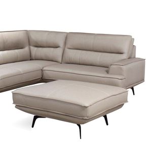 Sofá Evans Canto + Chaise Com Puff Couro Pérola 516cm - 69881