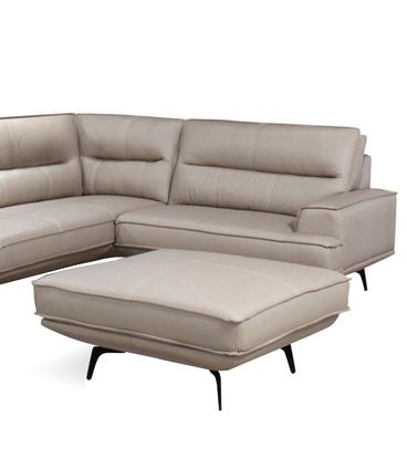 Sofá Evans Canto + Chaise Com Puff Couro Pérola 556cm - 69882