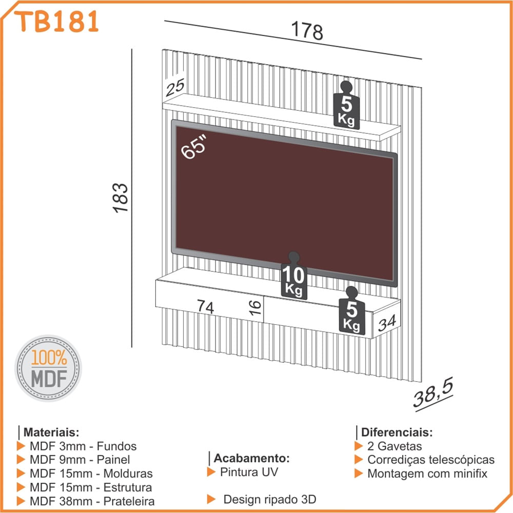 Painel-Suspenso-Sun-TB181-Ripado-2-Gavetas-cor-Freijo-com-Off-White-173-cm---69909