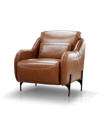 Poltrona Adrien Couro Kamel 72cm Pés em Ferro - 70003