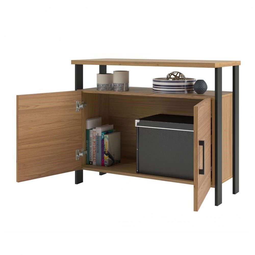 Balcao-Cleveland-em-MDF-2-Portas-cor-Freijo-e-Preto-Fosco-90-cm---64592