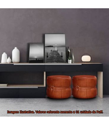 Puff Zarina Couro Caramelo 50cm - 70028