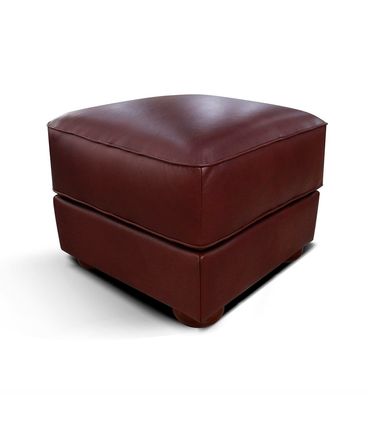 Puff Tyle Couro Mogno Pés em Madeira 57cm - 70031