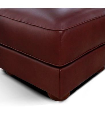 Puff Tyle Couro Mogno Pés em Madeira 57cm - 70031