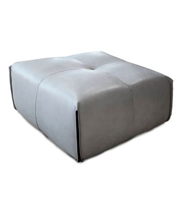 Puff Hannes Couro Cinza 80cm - 70030