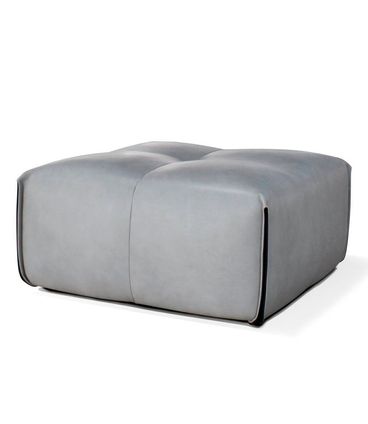 Puff Hannes Couro Cinza 80cm - 70030