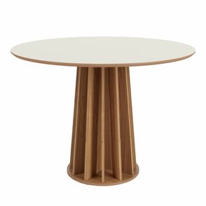 Mesa Jantar Nature TM71 Tampo Off White com Base Cone Ripada Freijo 105 cm - 67986