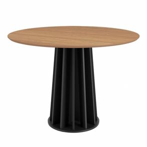 Mesa Jantar Nature TM71 Tampo Freijo com Base Cone Ripada Preto Fosco 105 cm - 67987
