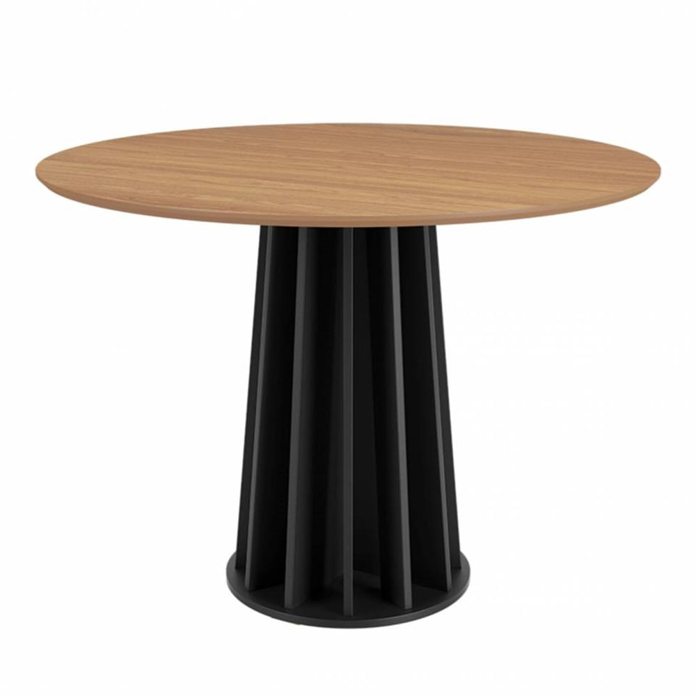 Mesa-Jantar-Nature-TM71-Tampo-Freijo-com-Base-Cone-Ripada-Preto-Fosco-105-cm---67987