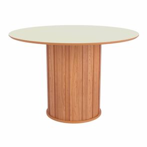 Mesa Jantar Nature TM73 Tampo Off White Base Barril Ripado Freijo 115 cm - 69489