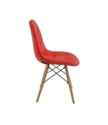 Kit 2 Cadeira Eames Eiffel Botone Vermelho Base Madeira - 70110