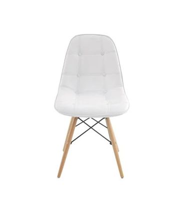 Kit 2 Cadeira Eames Eiffel Botone Branco Base Madeira - 70111
