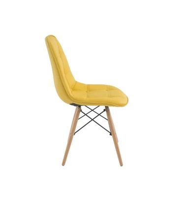 Kit 2 Cadeira Eames Eiffel Botone Amarelo Base Madeira - 70118