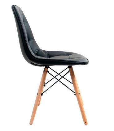 Kit 2 Cadeira Eames Eiffel Botone Preto Base Madeira - 70119