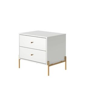 Mesa Cabeceira Jasper Branco Gloss Base Dourado - 69753