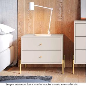 Mesa Cabeceira Jasper Branco Gloss Base Dourado - 69753