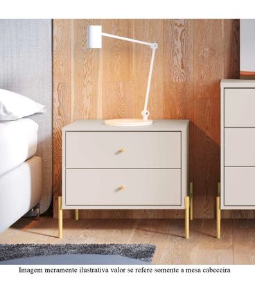 Mesa Cabeceira Jasper Branco Gloss Base Dourado - 69753