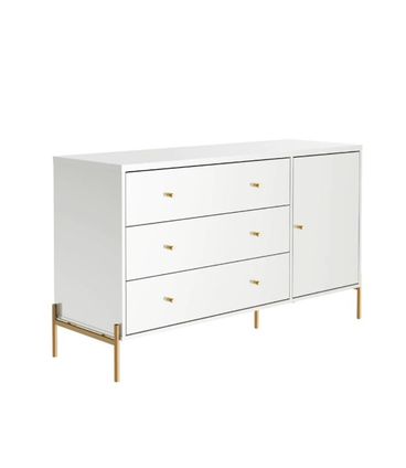 Cômoda Jasper Branco Gloss Base Dourado 1,35 MT - 69383
