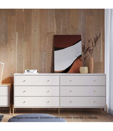Cômoda Jasper Off White Fosco Base Dourado 1,80 MT  - 69756