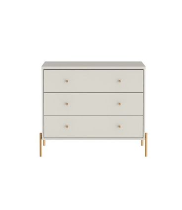 Cômoda Jasper 3 Gavetas Off White Fosco e Base Dourado  - 69757