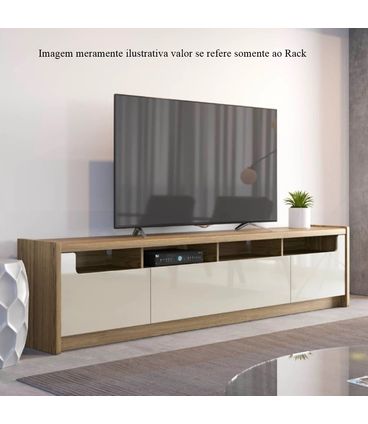 Rack Oslo Off White Gloss com Base Freijo 2,20 MT - 69682