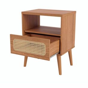 Mesa de Cabeceira Nature TW48 cor Freijo 1 Gaveta com Tela Sextavada Palha Natural 50 cm - 69420