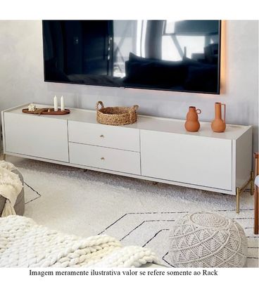 Rack Jasper Off White Fosco Base Dourado 2,20 MT - 69773