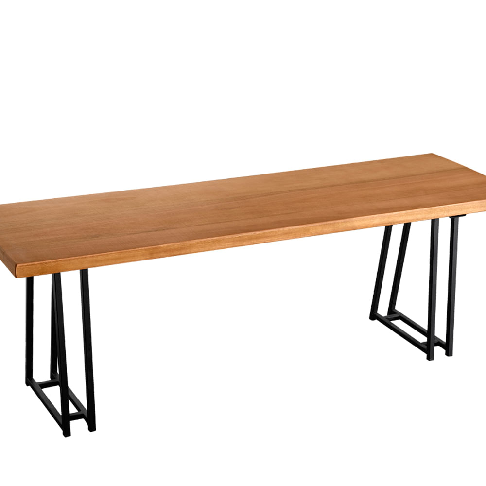 Banco-Rumba-Industrial-em-Madeira-Mel-e-Base-Preta-com-160cm-de-largura---70326