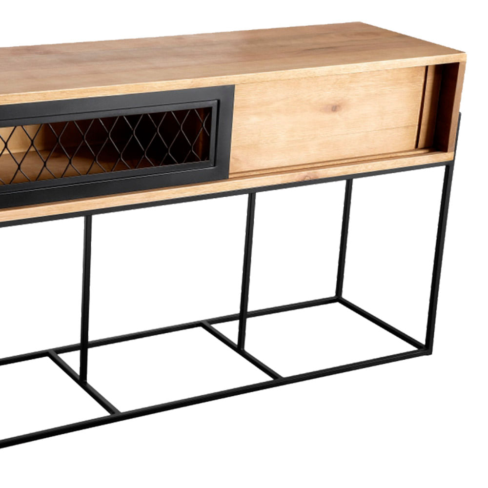 Aparador-Rumba-Industrial-em-Madeira-Mel-e-Base-Preta-com-139cm-de-largura---70316