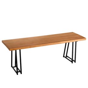 Banco Rumba Industrial em Madeira Mel e Base Preta com 180cm de largura - 70349