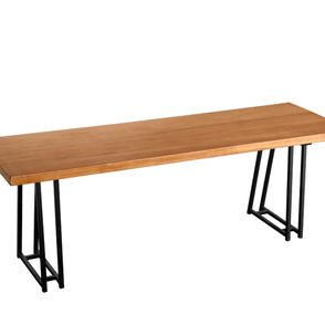 Banco Rumba Industrial em Madeira Mel e Base Preta com 180cm de largura - 70349