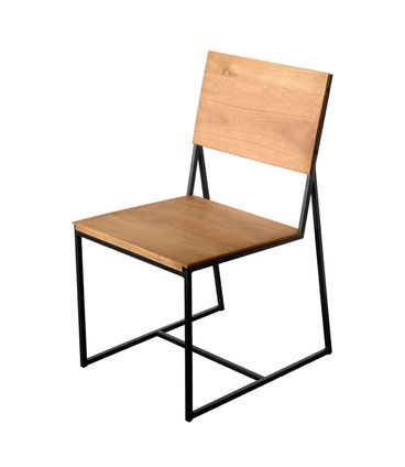 Cadeira Rumba Industrial em Madeira Mel e Base Preta de aço sem Braco com 46cm de largura - 70370