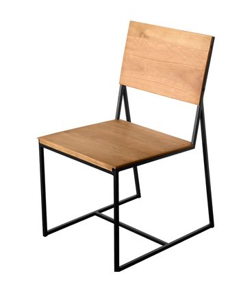 Cadeira Rumba Industrial em Madeira Mel e Base Preta de aço sem Braco com 46cm de largura - 70370