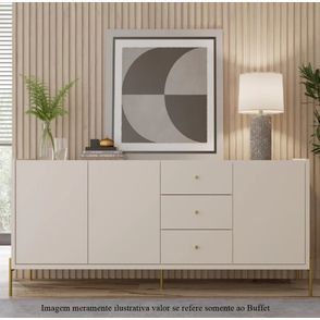 Buffet Jasper Tampo Off White Fosco Base Dourado 1,80cm  - 70385