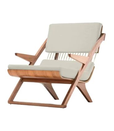 Poltrona Moza Assento Algodão Estrutura Madeira Cedro 83cm - 70395