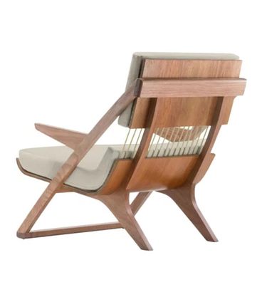 Poltrona Moza Assento Algodão Estrutura Madeira Cedro 83cm - 70395