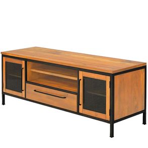 Balcao Teka Industrial em Madeira Mel e Base Preta com 140cm de largura - 70412