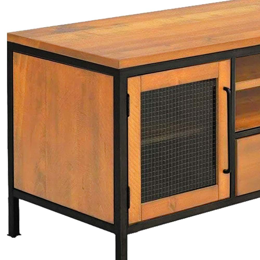 Balcao-Teka-Industrial-em-Madeira-Mel-e-Base-Preta-com-140cm-de-largura---70412-