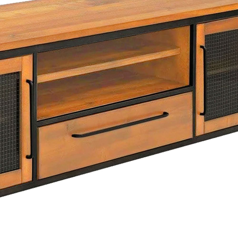 Balcao-Teka-Industrial-em-Madeira-Mel-e-Base-Preta-com-140cm-de-largura---70412-