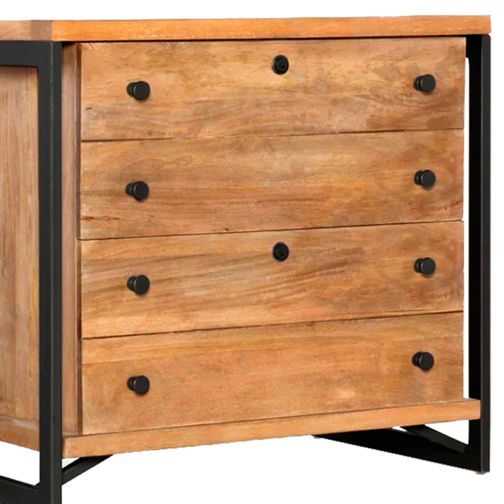 Comoda-Teka-Industrial-em-Madeira-Mel-e-Base-Preta-com-90cm-de-largura---70420
