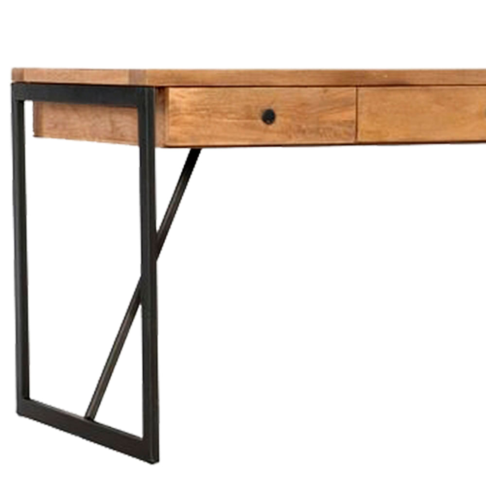 Escrivaninha-Teka-Industrial-em-Madeira-Mel-e-Base-Preta-com-140cm-de-largura---70424