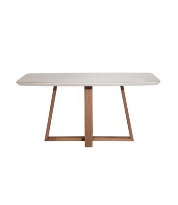 Mesa Bennett Tampo Vidro Cor Off White Gloss Base Natural 160cm - 70469