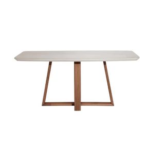 Mesa Bennett Tampo Vidro Cor Off White Gloss Base Natural 180cm - 70475