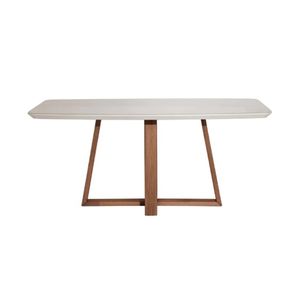 Mesa Bennett Tampo Vidro Cor Off White Gloss Base Natural 180cm - 70475