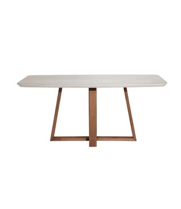 Mesa Bennett Tampo Vidro Cor Off White Gloss Base Natural 180cm - 70475